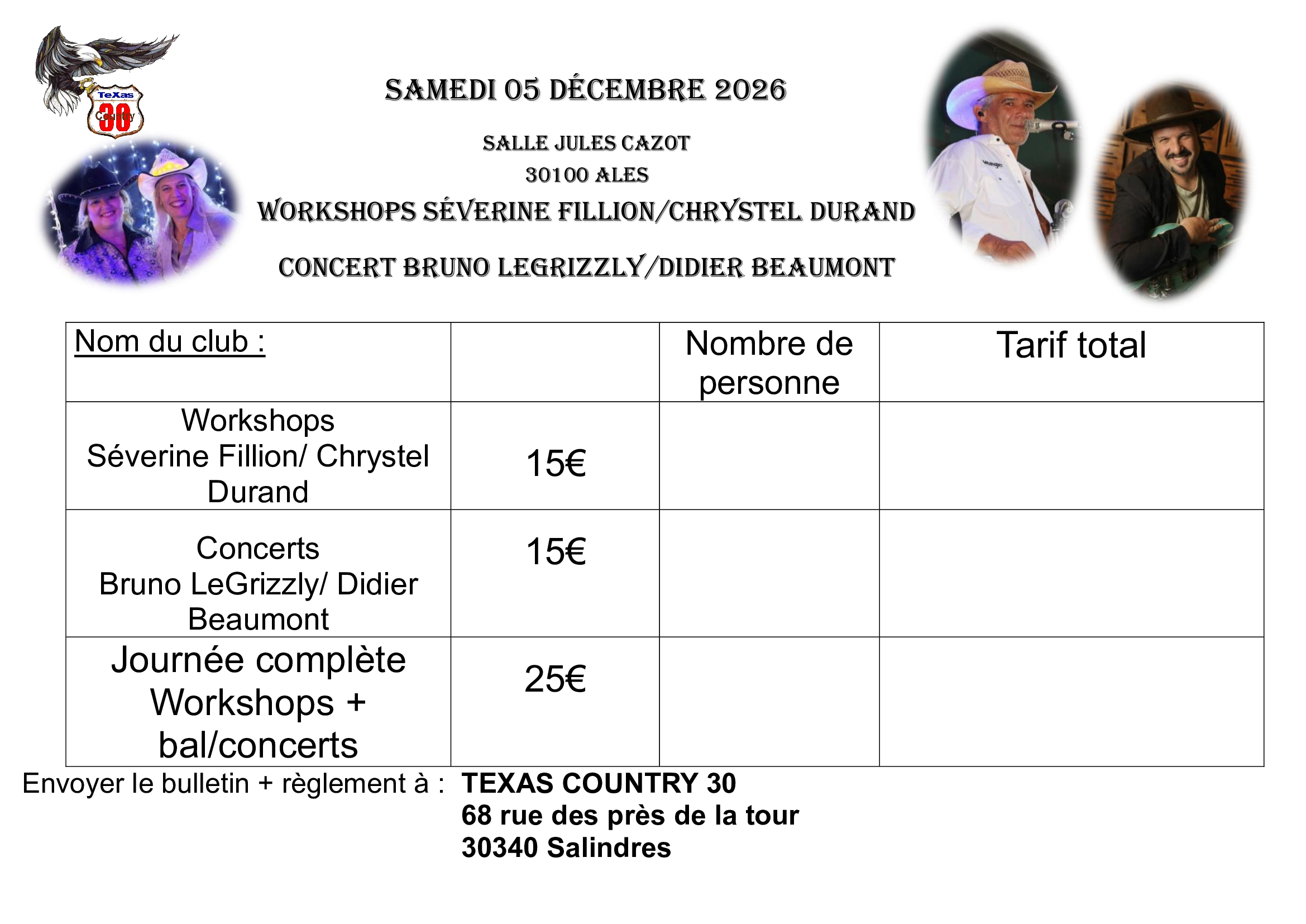 Affiche Événement country — 5 décembre 2026