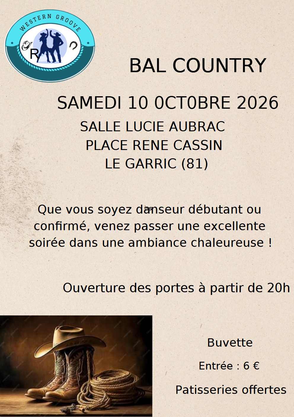 Affiche Événement country — 10 octobre 2026