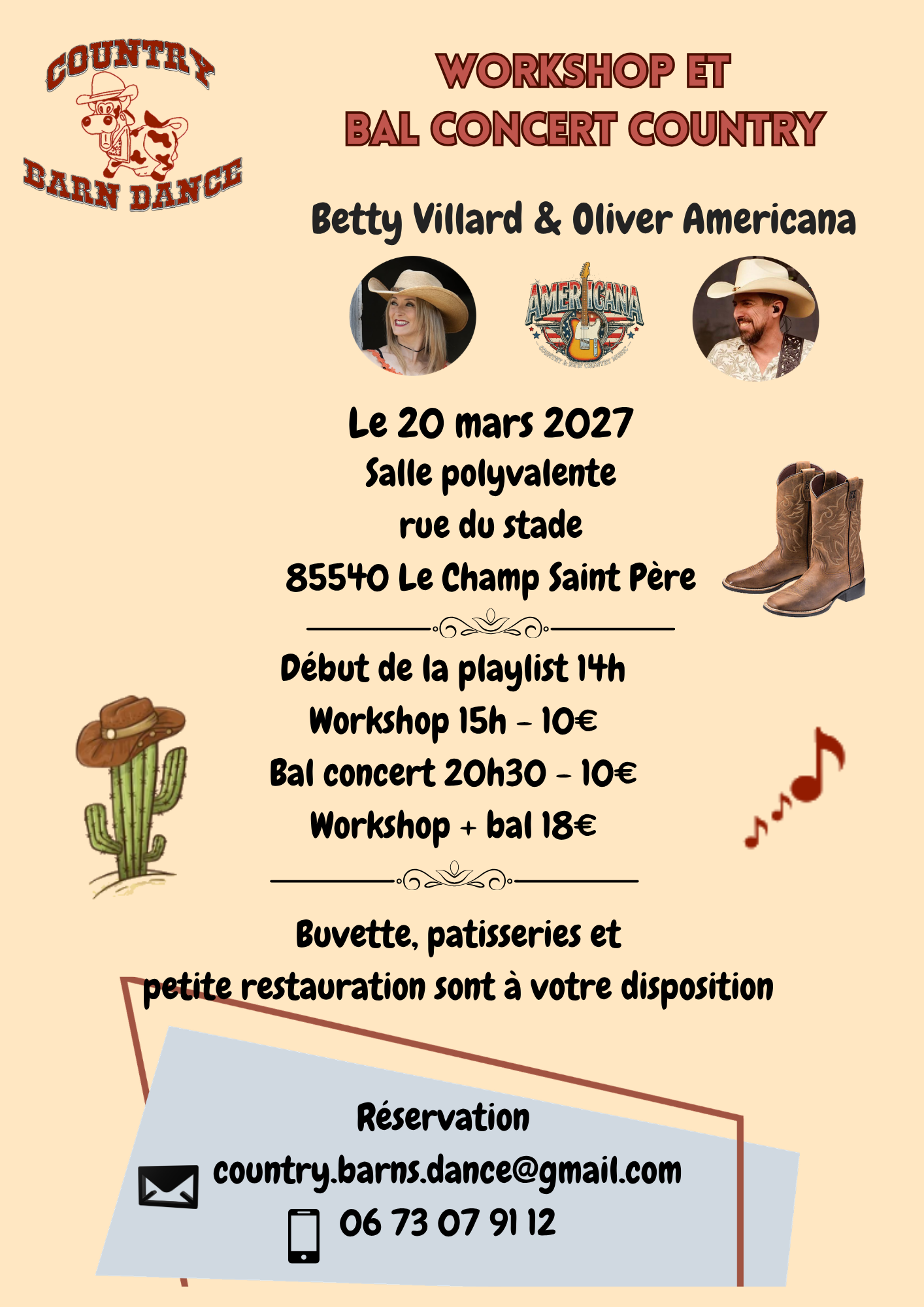Affiche Journée danse country à LE CHAMP SAINT-PÈRE — 20 mars 2027
