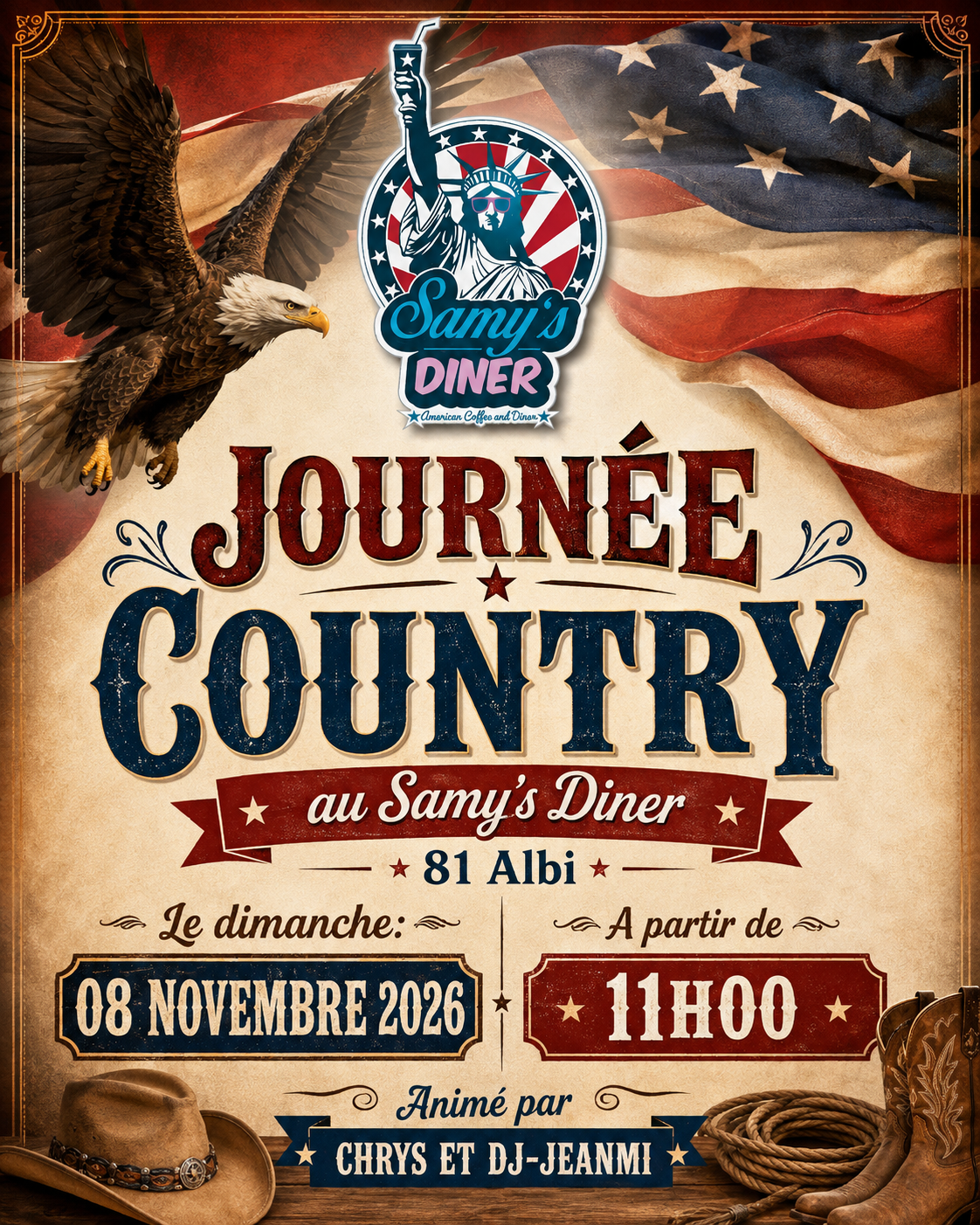 Affiche Événement country — 8 novembre 2026
