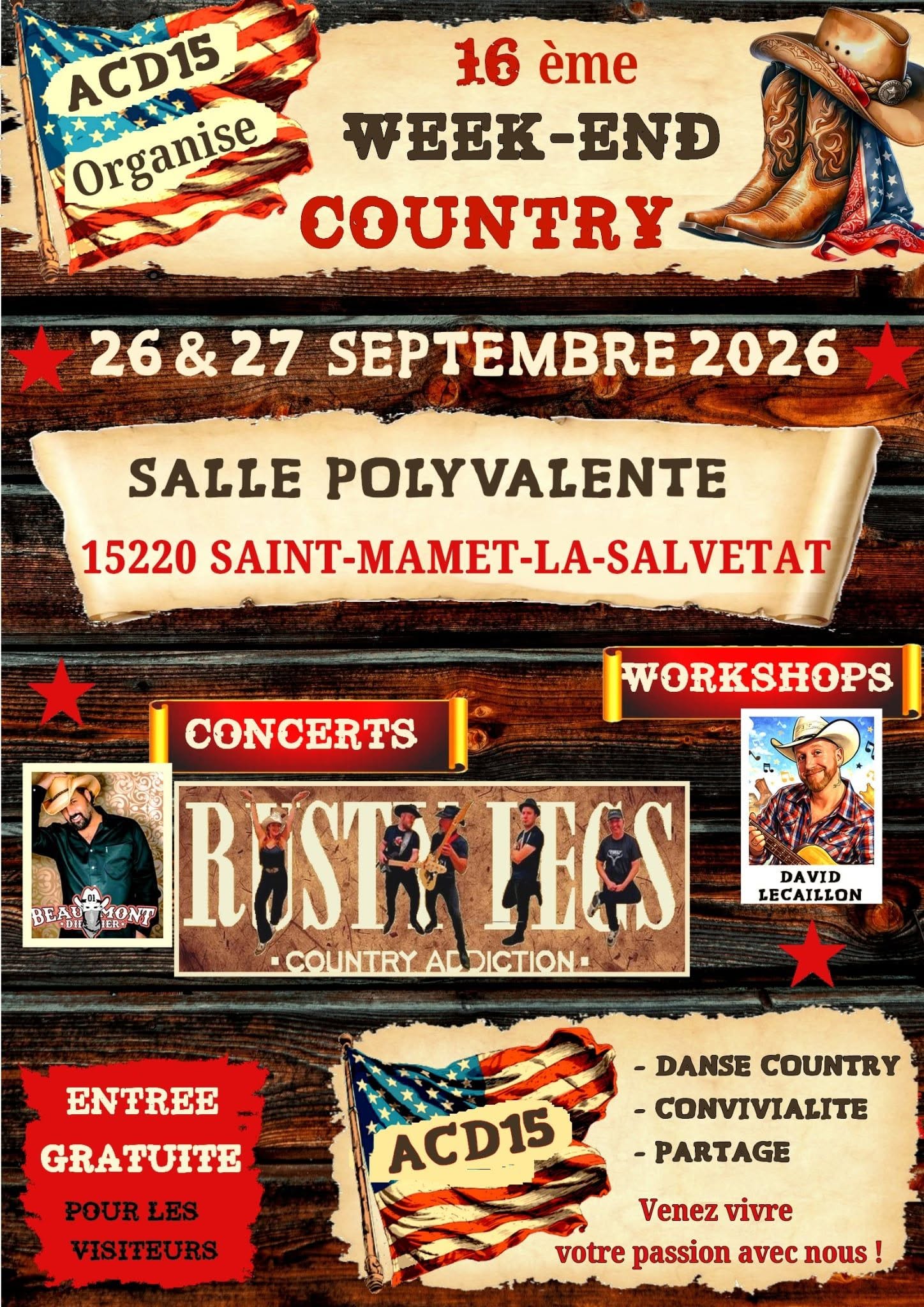 Affiche Week-End Country à Saint Mamet la salvetat — 26 septembre 2026