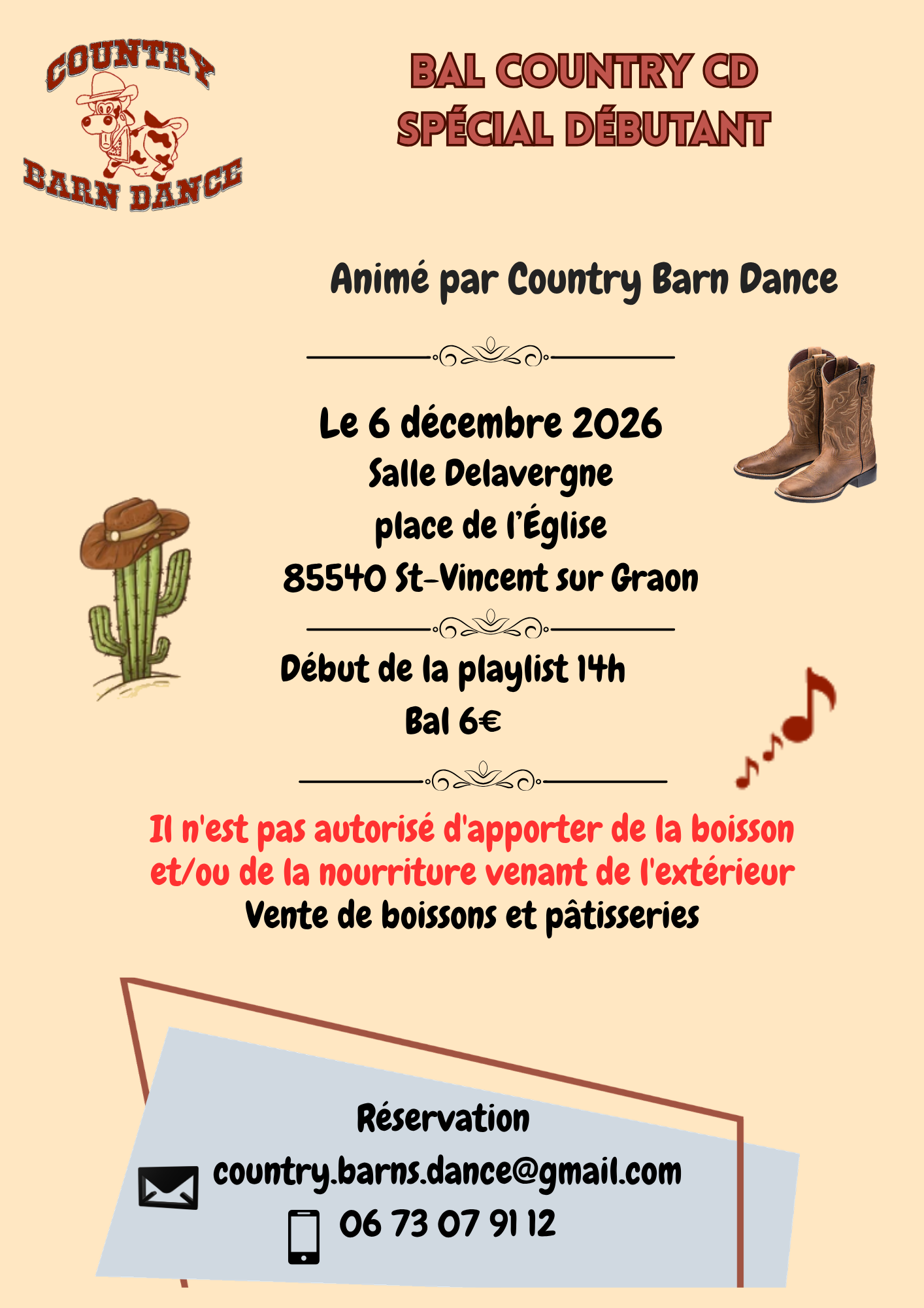 Affiche Événement country — 6 décembre 2026