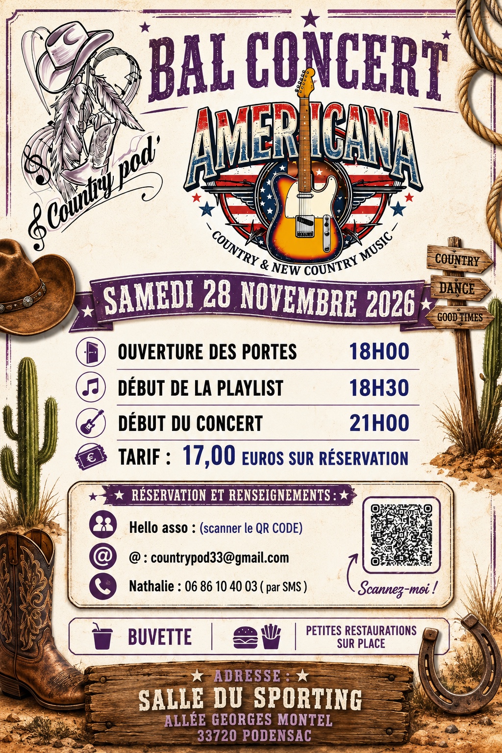 Affiche les Countrypod' Reçoive AMERICANA à Podensac — 29 novembre 2026